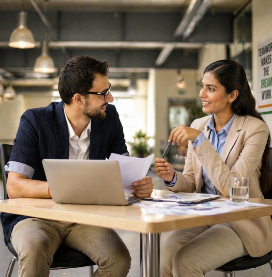Man working on laptop as a bank mitra providing digital banking services, completing all bank CSP apply process and managing all bank CSP services for customers at home